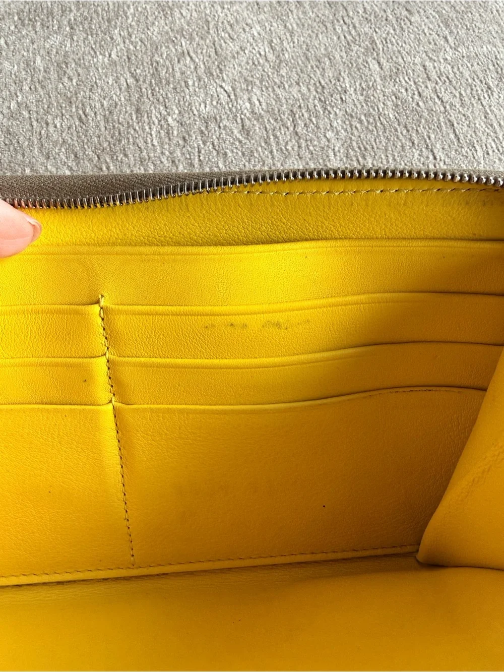 Celine Zip-Around Pebbled Leather Wallet in Taupe Beige Authentic